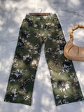 Floral Print Wide Leg Casual Trousers