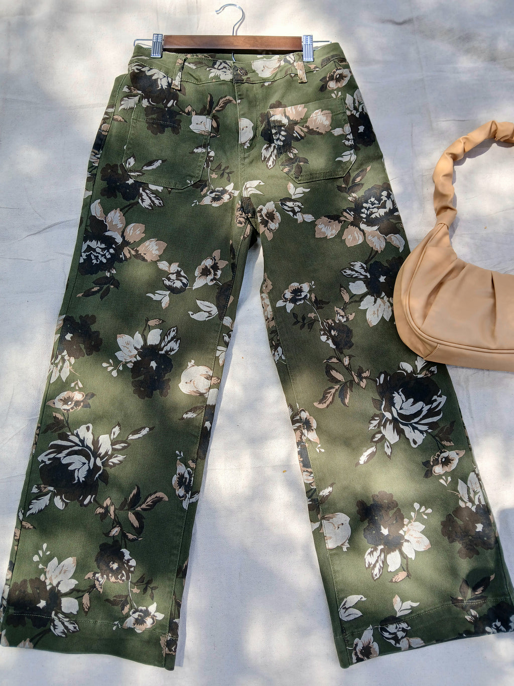 Floral Print Wide Leg Casual Trousers