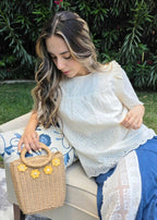Eyelet Puff Sleeve Blouse