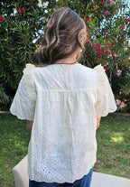 Eyelet Puff Sleeve Blouse